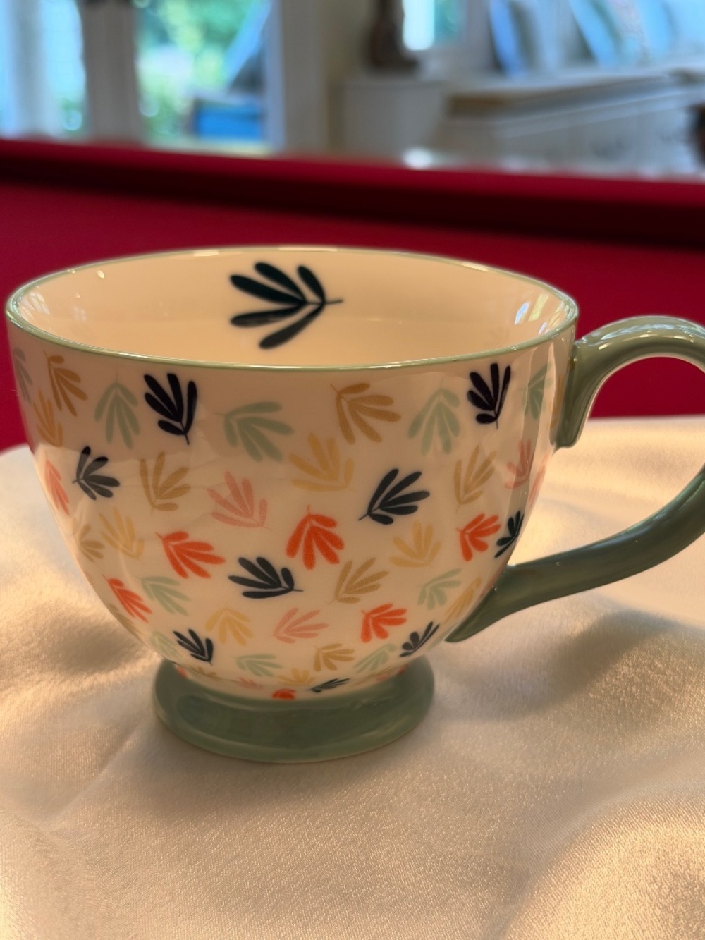 Potters Studio Colorful Floral Coffee Tea Cappuccino Mug Footed Cup Mint
